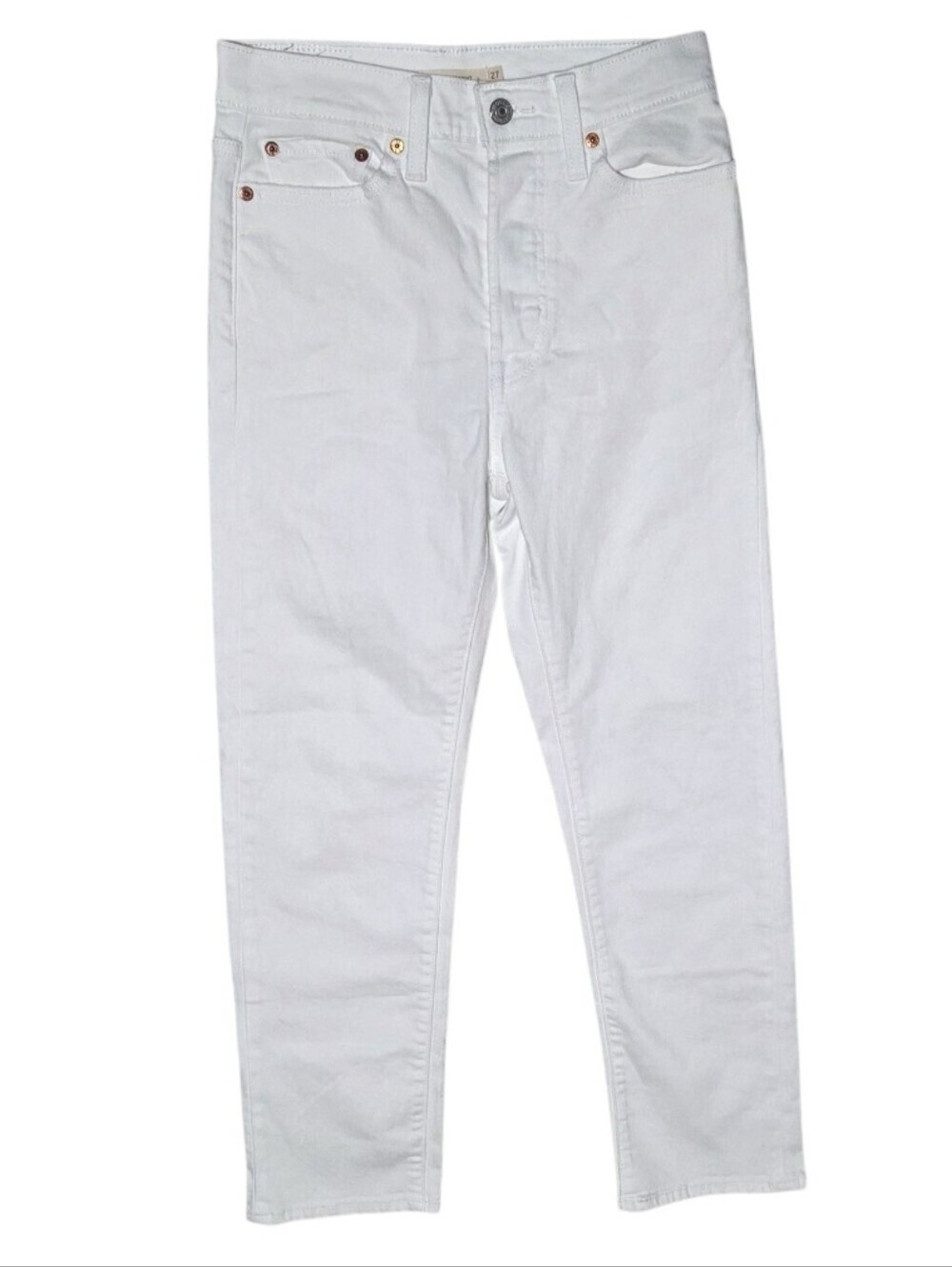 Levi’s Wedgie Straight White Denim Button Fly Jeans Size 27